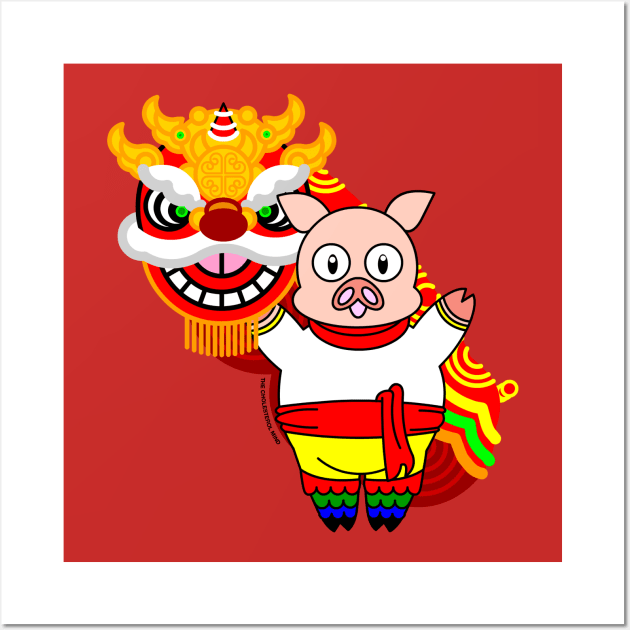 Happy Chinese New Year! The Lion and The Pig Wall Art by cholesterolmind